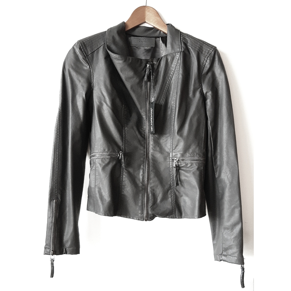 Charcoal Faux Leather Fitted Moto Jacket BlankNYC - Picture 4 of 5